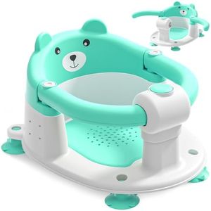 Baby Bath Seat for Babies 6 Months & up, Non-Slip Toddler Bath Seats for Babies Sitting Up, Safe Infant & Newborn Bathtub Chair with 4 Suction Cups & Soft Cushion for Shower,Mint
