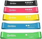 Gritin Resistance Bands, [Set of 5] Skin-Friendly Resistance Fitness Exercise Loop Bands with 5 Different Resistance Levels - Carrying Case Included - Ideal for Home, Gym, Yoga, Training