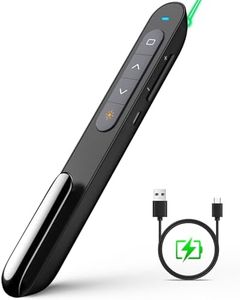 Norwii N76 Rechargeable Presentation Clicker with Green Pointer for Presentations Lazer Pointer PowerPoint Clicker Wireless Presenter Remote Slide Clicker for Presentation Long Range - Black