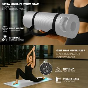KAYMAN Large Yoga Mat – Grey, Extra Thick Non-Slip Fitness Mat