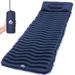 Unigear Ultralight Inflatable Sleeping Pad, Compact Air Camping Mat for Backpacking, Hiking and Traveling (Navy Blue Pad with Pillow)