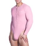 JJ Malibu Men’s Sexy Athletic Wrestling Singlet Leotard Bodysuit One-Piece Underwear Briefs,BlushPink,Medium