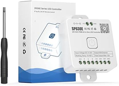 SEZO SP630E Bluetooth LED Controller 12-in-1 2.4G DC5V-24V Compatible with 5CH PWM Monochrome RGB RGBW or SPI TTL IC LED Strip WS2812B SK6812 WS2811 FCOB CCT LED Strip Control Music Model