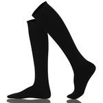 Mysocks Knee High Socks for Women and Men - Soft Combed Cotton Long Socks - Ladies Girls Knee Length Knee Socks Black 8-11