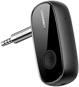 UGREEN Bluetooth Receiver, Wireless Bluetooth 5.0 Car Adapter Portable Wireless Audio Adapter 3.5mm Aux for Music Streaming Sound System Speaker, Headphones, Hands-Free Car Kit with Microphone