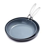 GreenPan Valencia Pro Hard Anodized Healthy Ceramic Nonstick 10" and 12" Frying Pan Skillet Set PFAS-Free Induction Dishwasher Safe Oven Safe Gray