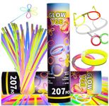GLOW YGB 207 PCS Glow Sticks Glow In The Dark 207pcs Bracelet Eye Glasses Flower Grate For Fun 8 Hours 8 Inch Glow Party Pack… (414PCS)