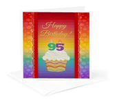 3dRose gc_244845_5 6 x 6-Inch"Cupcake with Number Candles 95 Years Old Birthday" - Greeting Card