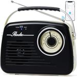 Am Fm Radios with Bluetooth, Portable Radio Support C*4 Battery Operated or Plug in Wall, Support AUX Input/Headphone Output/SD Card/USB/MP3 Player/for Outdoor/Fishing/Party/Camping（Black）