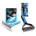 Fur Magic Dematting Comb & Dematting Rake for Dogs Cats - Pet Deshedding Tools for Removing Loose Undercoat, Knots, Mats – Skin-Friendly and Safe Dog Brushes for Grooming