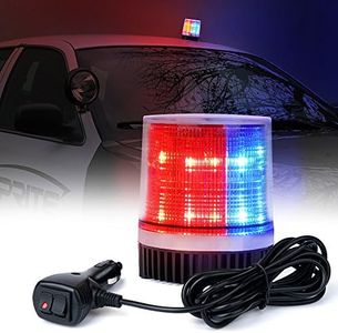 Xprite Red & Blue LED Rooftop Beacon Strobe Light Magnetic Base, Safety Warning Police Flashing Lights for Law Enforcement Vehicles Forklift Patrol Security Trucks Cruiser UTV ATV Snowplow Volunteer