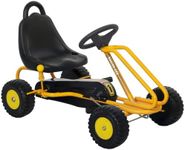 Qaba Go Kart for Kids, 4 Wheel Pedal Go Cart with Steering Wheels, Adjustable Seat, Safety Hand Brake, Outdoor Racer Ride-On Car for Boys Girls 3-6 Years, Yellow