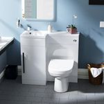 Nes Home Raven LH 900mm Vanity Basin Unit, WC Unit & Elso BTW Toilet White - Flat Pack