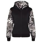 A2Z 4 Kids Boys Girls Jackets Fleece Camouflage Hooded Hoodie Zipped Top Jacket - A2Z Camo Contrast Hoodie Charcoal 11-12