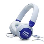 JBL Junior 320 Wired On-Ear Kids Headphones with Safe Sound (< 85dB), Built-in Microphone, Suitable for Kids and Customizable with Included Stickers (Blue)