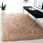 Kashish Rugs Beige Colour Carpet Modern Luster Ultra Thick Soft Plush Rectangular Plain Area Rug Polyester Textured Two Length 2" Pile Yarn Easy Clean Stain Fade Resistant Shaggy(Size - 4 X 6 Feet)