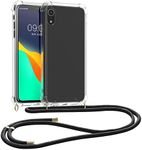 kwmobile Crossbody Case Compatible with Apple iPhone XR Case - Clear TPU Phone Cover w/Lanyard Cord Strap - Black/Transparent