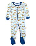 Leveret Kids Pajamas Baby Boys Girls Footed Pajamas Sleeper 100% Cotton (Size 6-12 Months-5 Toddler), Rainbow Blue, 12-18 Months