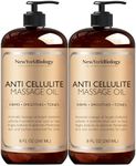 New York Biology Anti Cellulite Massage Oil 8 Fl Oz – Made with 100% Natural Oils – Sensual Body Oil for Massage Therapy, Muscle Relaxation and Deep Tissue - Pack of 2