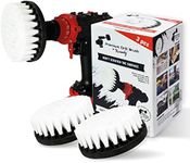 Kornely™ Premium Drill Brush, Extra Soft, White 3pcs. SET, 13cm. Professional Power Scrubber.Doesn't Scratch Surfaces. Suitable for Carpet, Leather, Upholstery, Furniture, car Interior, Glass Cleaning