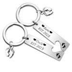 FUSTMW New Aunt and Uncle gifts Est 2024 Keychain Set Pregnancy Announcement Gift First Time Uncle Gifts for Aunt to Be Gifts, Silver, Large