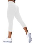 VOOVEEYA Jeggings for Women High Waist, Leggings with Pockets Tummy Control Plus Size Stretchy Jeans Leggings, White Capris, X-Large