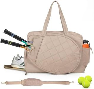 YEEGO DIRECT Tennis Bag for Women, Multi-Functional Tote & Sling Bag with Shoe Compartment & Wet Pocket, Fits 2 Rackets (27"), Pickleball Paddles, Large Capacity Duffle Bag for Gym Work Travel (Camel)