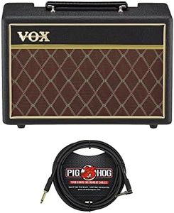 The Vox Amps Pathfinder 10-Watt Portable Guitar Amplifier Bundle with Woven Right Angle Guitar Cable 10-Feet (2 Items)