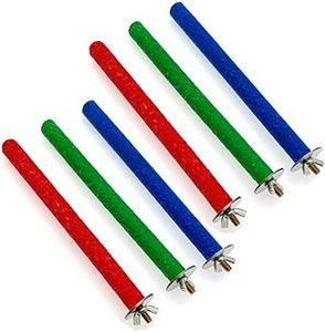 JZK 6 pièces 1.5 cm x 20 cm Largo Poste pájaro pequeño Perchas para periquitos Canario, Palo Perca Loro pequeño Colorido para Jaula de pájaros, Palos de Soporte de Madera para Loros