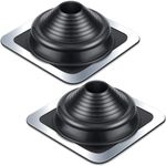 Yaocom 2 Pcs #4 EPDM Metal Roof Pipe Flashing 11" x 11" Pipe Flashing Boot Roof Vent Boot Roof Flashing Roofjack, Square Base, Pipe OD 3" to 7", Black