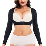 Ursexyly Women's Upper Arm Shaper Long Sleeve Post Surgery Body Shaper Posture Corrector Arm Lipo Compression Shapewear Tops (Black, Large/X-Large)