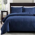 Love's cabin Quilts for Queen Bed Navy Blue Bedspreads - Soft Bed Summer Quilt Lightweight Microfiber Bedspread- Modern Style Wave Pattern Coverlet for All Season - 3 Piece (1 Quilt, 2 Pillow Shams)