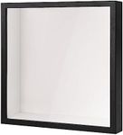 3D Shadow Box, Deep Display Box, Picture Frame for Wall and Tabletop, Wooden Deep Box Frame for Memorabilia Tickets Crafts Medal Flower (22x22cm Black)