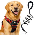 Buraq Reflective Dog Harness with Leash, No-Pull Adjustable Belt Vest for Small, Medium & Large Dogs, Escape-Proof, Padded Training & Walking Harness (Red, XL)