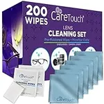Care Touch Lens Cleaning Wipes with Microfiber Cloths - 200 Lens Wipes for Eyeglasses & 6 Microfiber Cloths - Glasses, Camera Lenses, Screens, Eye Glasses Lens Cleaner, Wipes for Cleaning Eyeglasses