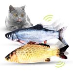 Fish Cat Toy, 2 Pack Electric Floppy Fish Cat Toys 11" Interactive Moving Fish Catnip Indoor Toys Pets Chew Bite Supplies for Cat Kitten Kitty (Carp)