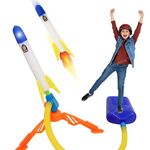 Toyshine Stomp Rocket Glow Rocket Launcher, 2 Foam Rockets and Toy Air Rocket Launcher - Glows in The Dark, STEM Gift for Boys and Girls Ages 3 Years and Up - Great for Year Round Play (Multicolor)