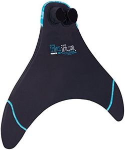 Fin Fun Mermaid Monofin - Swim Fin for Kids Ages 6-11 - Swimming Flipper with Comfortable Foot Pockets - Snorkel & Water Accessory Made w/ Dive-Grade Neoprene - (Blue Trim Black, Junior)