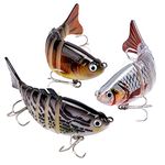 Bass Fishing Lure Topwater Bass Lures Swimbait Hard Bait Trout Perch Bass Lifelike Lures for Freshwater Saltwater Fishing Tackle Kits (D-3.74，0.52oz)