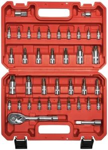 AMM Torx socket set，Tamper-Resistant Torx bit socket T6-T60，3/8" Drive Ratchet handle with 3/8"to 1/4"and 3/8"to 1/2"socket adapter set，3/8"extension，Professional Grade Auto & Motorcycle Mechanic Set