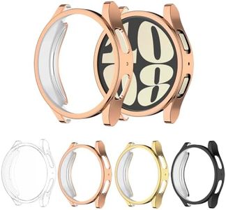 [4-Pack] Meliya for Samsung Galaxy Watch 6 40mm Screen Protector Case, Soft TPU Full Around Protective Bumpers Cover for Samsung Galaxy Watch 6 40mm (40mm, Black+Gold+Rose Gold+Clear)