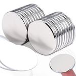 18Pcs Super Strong Neodymium Magnets Disc Heavy Duty, 30x2mm Large Round Rare Earth Magnets with Double-Sided Adhesive Backing for Cabinets Locker Refrigerator Crafts Whiteboard