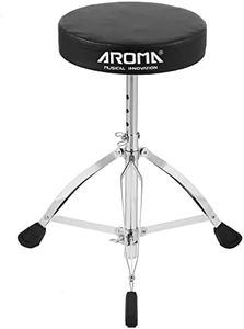 Drum Throne, Universal Drum Throne Round Padded Drum Seat Stool Double-braced Stainless Steel Legs Anti-Slip 5 Levels Adjustable Height for Adult Drummers