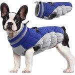 FUAMEY Dog Coat,Warm Dog Jacket Winter Coat Paded Dog Fleece Vest Reflective Dog Cold Weather Coats with Built in Harness Waterproof Windproof Dog Snow Jacket Clothes with Zipper Blue X-Small