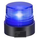 Led Battery Strobe Light, 12-24V Blue Emergency Magnetic Battery Flashing Warning Beacon for Truck Vehicle