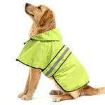 Ezierfy Waterproof Reflective Dog Raincoat- Adjustable Pet Jacket, Lightweight Dog Hooded Slicker Poncho for Small to X- Large Dogs (Neon Green, Large)