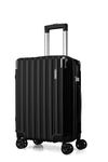 FLIEE Cabin Suitcase Hard Shell | 55x40x20cm cabin luggage | Lightweight Suitcase | Aluminum Telescopic Handle | TSA 3 Digit Combination Lock | 4 Dual Spinner Wheels (Black, Cabin 20'')