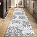 HEBE Boho Runner Rugs for Hallway Non Slip Hallway Runner Rug Washable Soft Bedroom Runner Rug Distressed Area Rugs Low Pile Bohemian Floor Carpet Runner for Hallway Entryway Bedroom Kitchen, 2x10 Ft