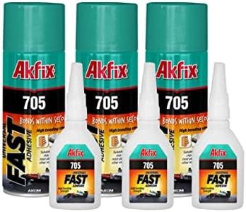Akfix-GA060 705 Fast Adhesive CA Glue (1.76 oz.) with Activator (6.76 fl oz.) [Clear Super Glue Adhesive and Accelerator Spray] - 3 Pack
