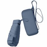 ESUFEIR Mini Travel Sun Umbrella for Purse With Case,Small Compact UV Umbrella Protection Sun,Lightweight Portable Parasol Umbrella Windproof for Women Men Kids (Haze blue)